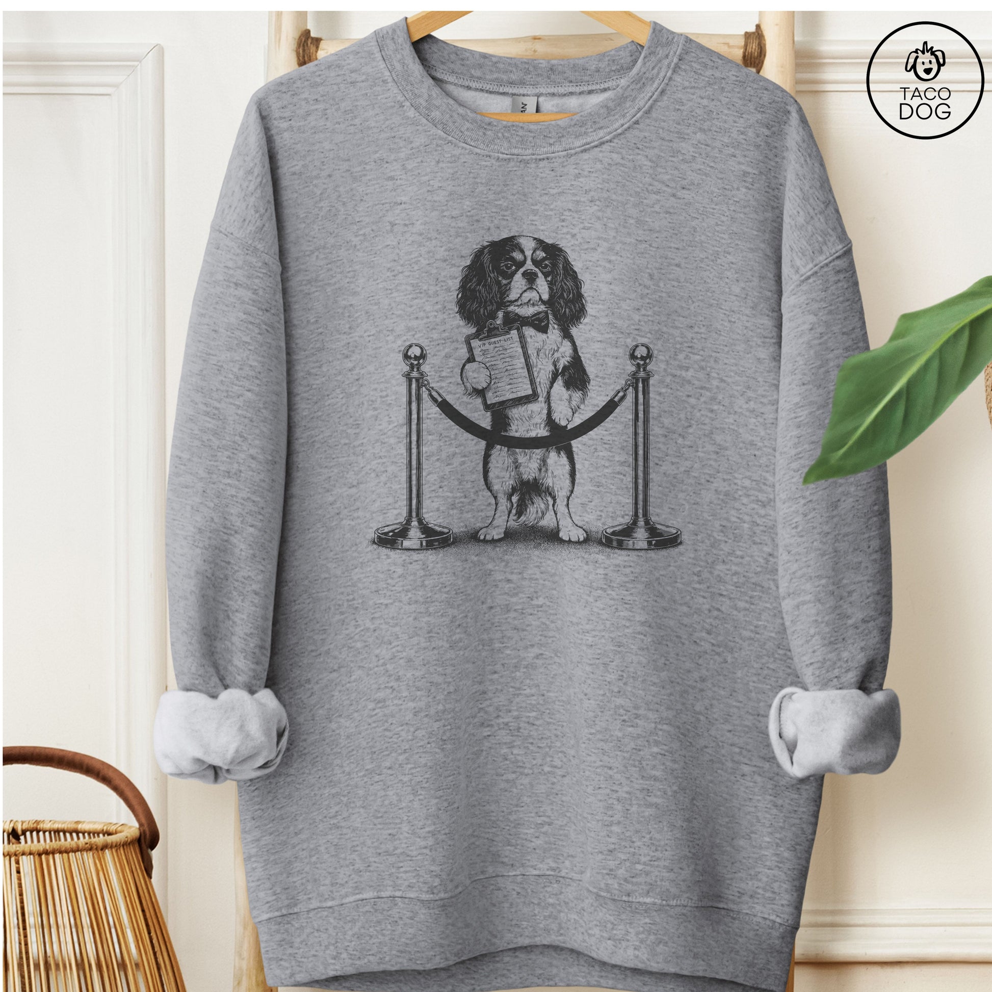 Cavalier King Charles Spaniel Bouncer Sweatshirt Graphite Heather Taco-Dog