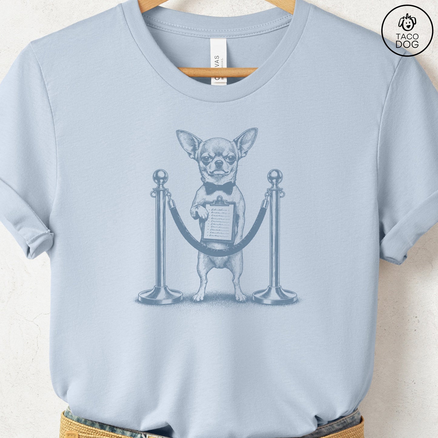 Chihuahua Bouncer T-Shirt Light Blue Taco-Dog