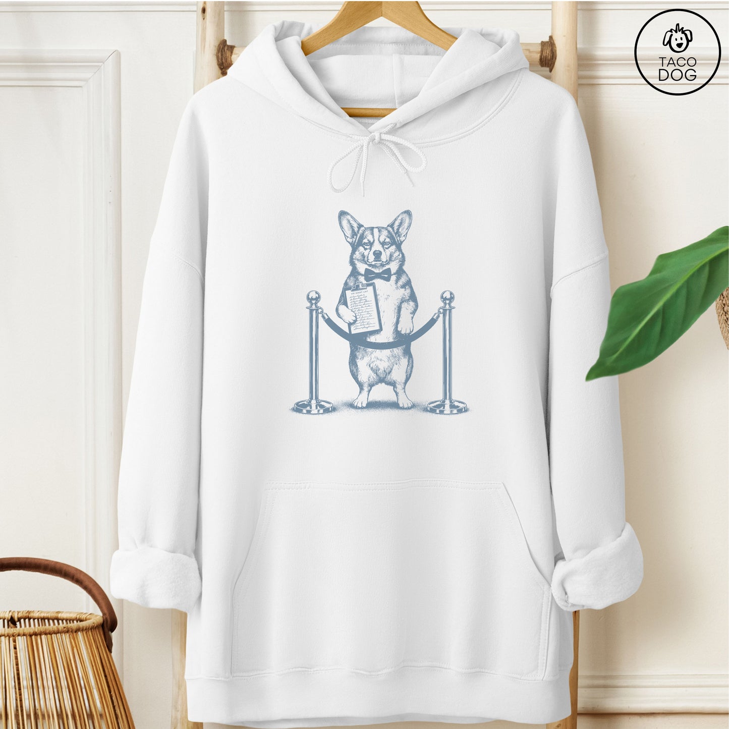 Corgi Bouncer Hoodie White Taco-Dog