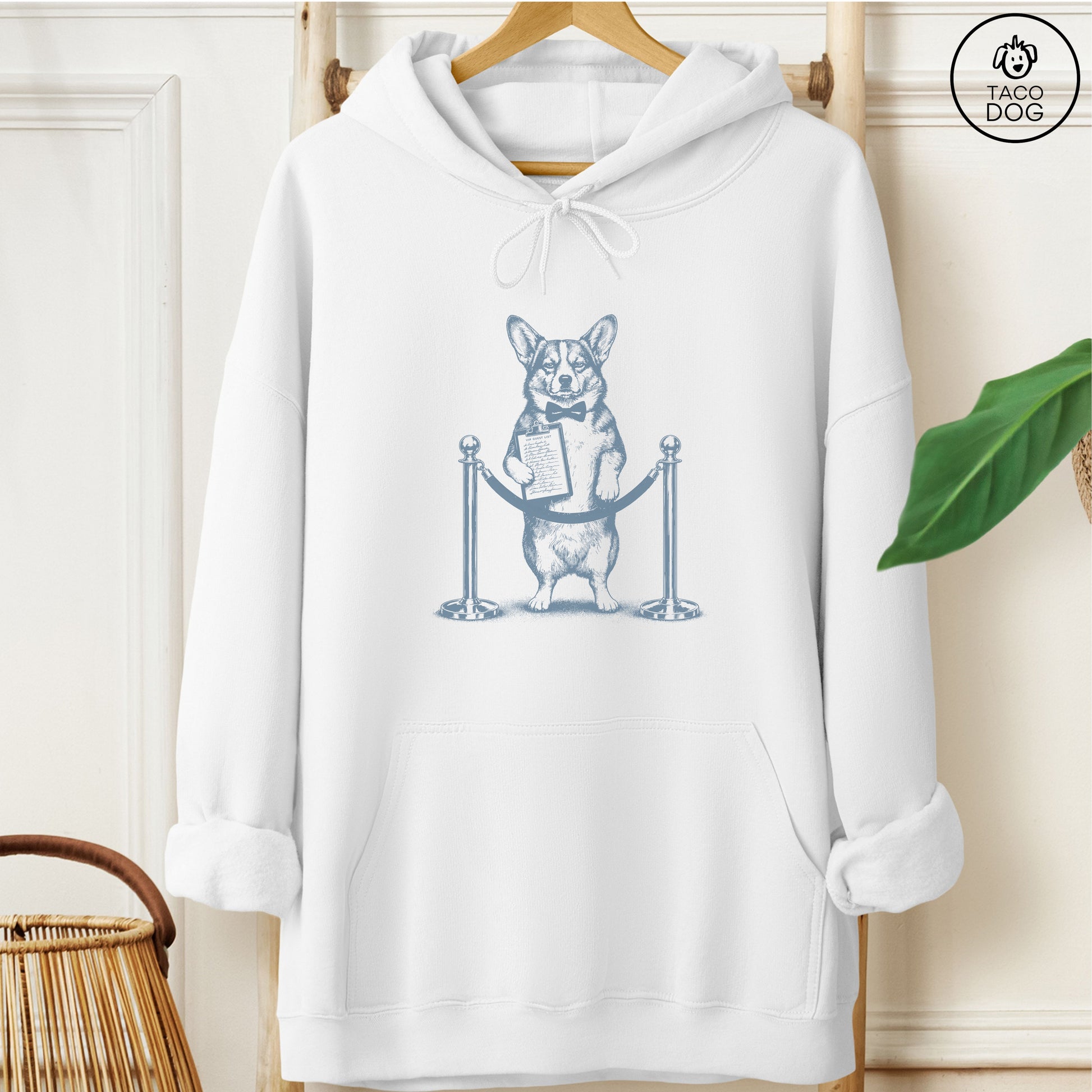 Corgi Bouncer Hoodie White Taco-Dog