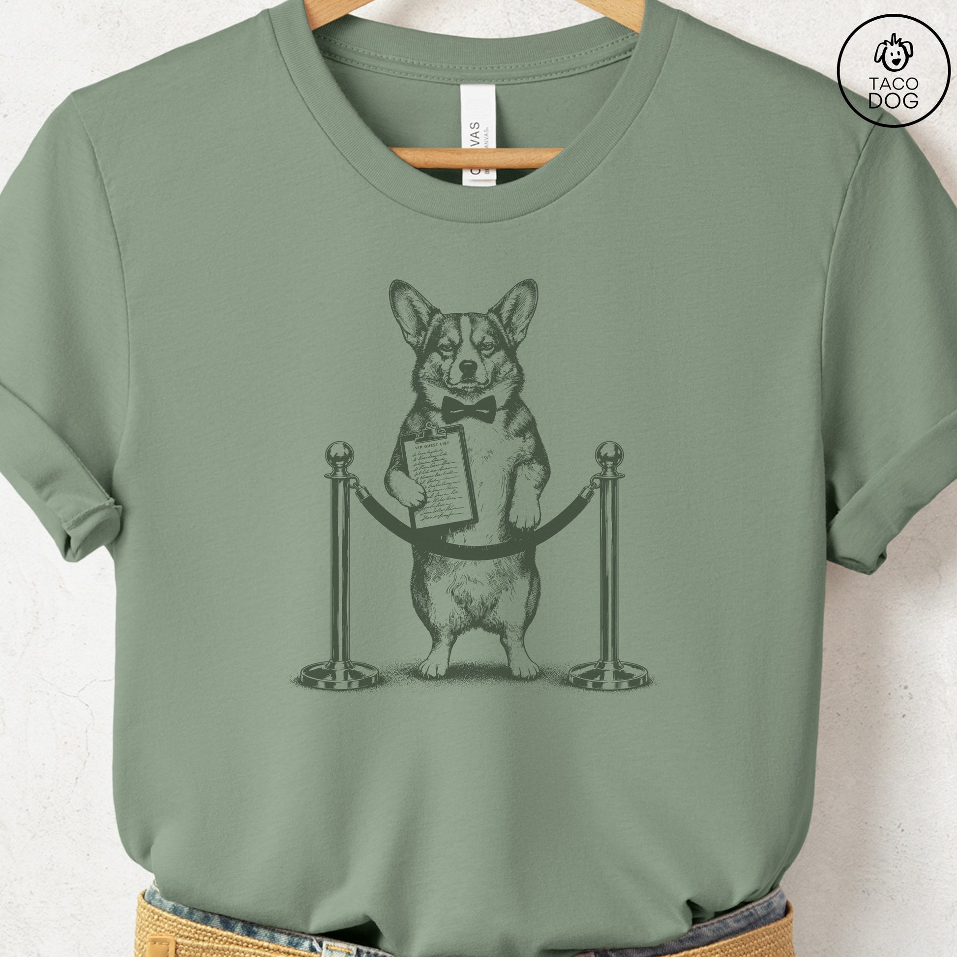 Corgi Bouncer T-Shirt Sage Taco-Dog