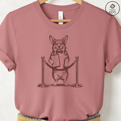 Corgi Bouncer T-Shirt Heather Mauve Taco-Dog