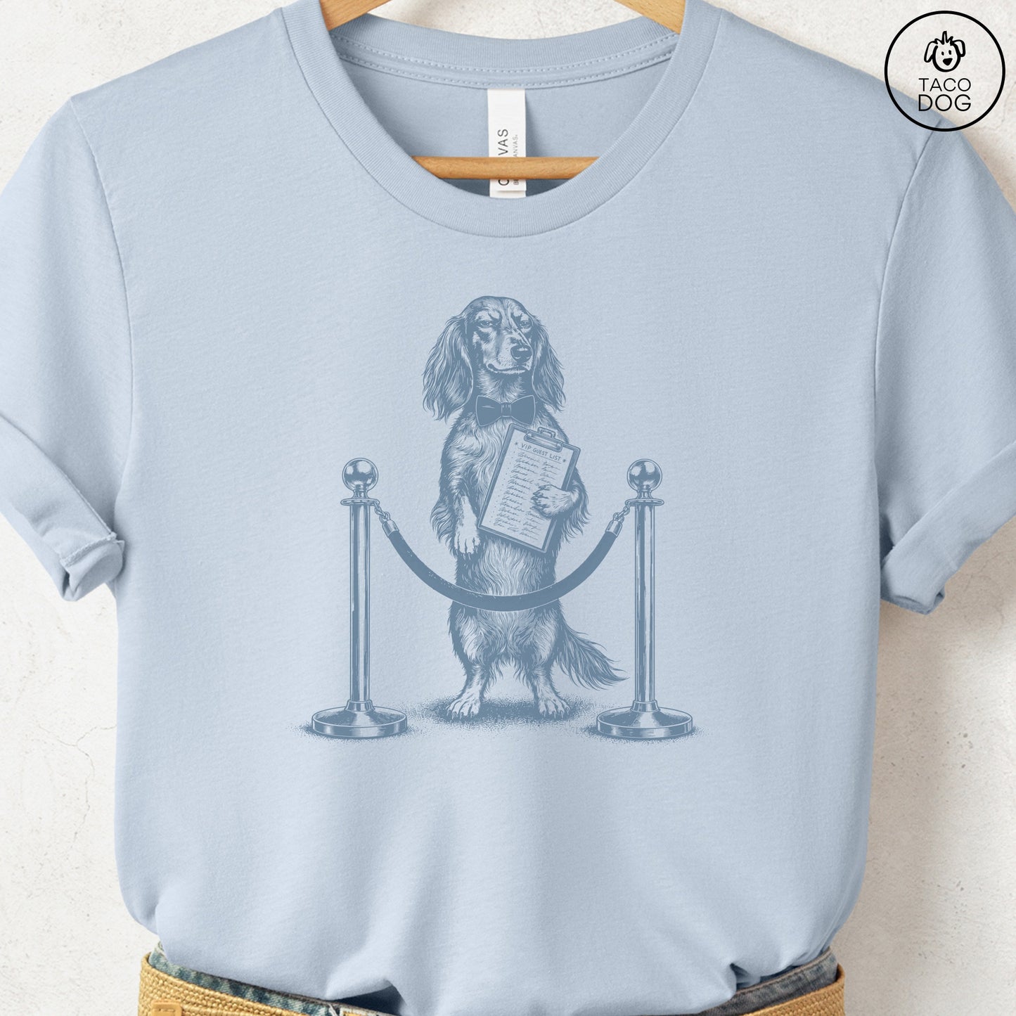 Dachshund Bouncer T-Shirt Light Blue Taco-Dog