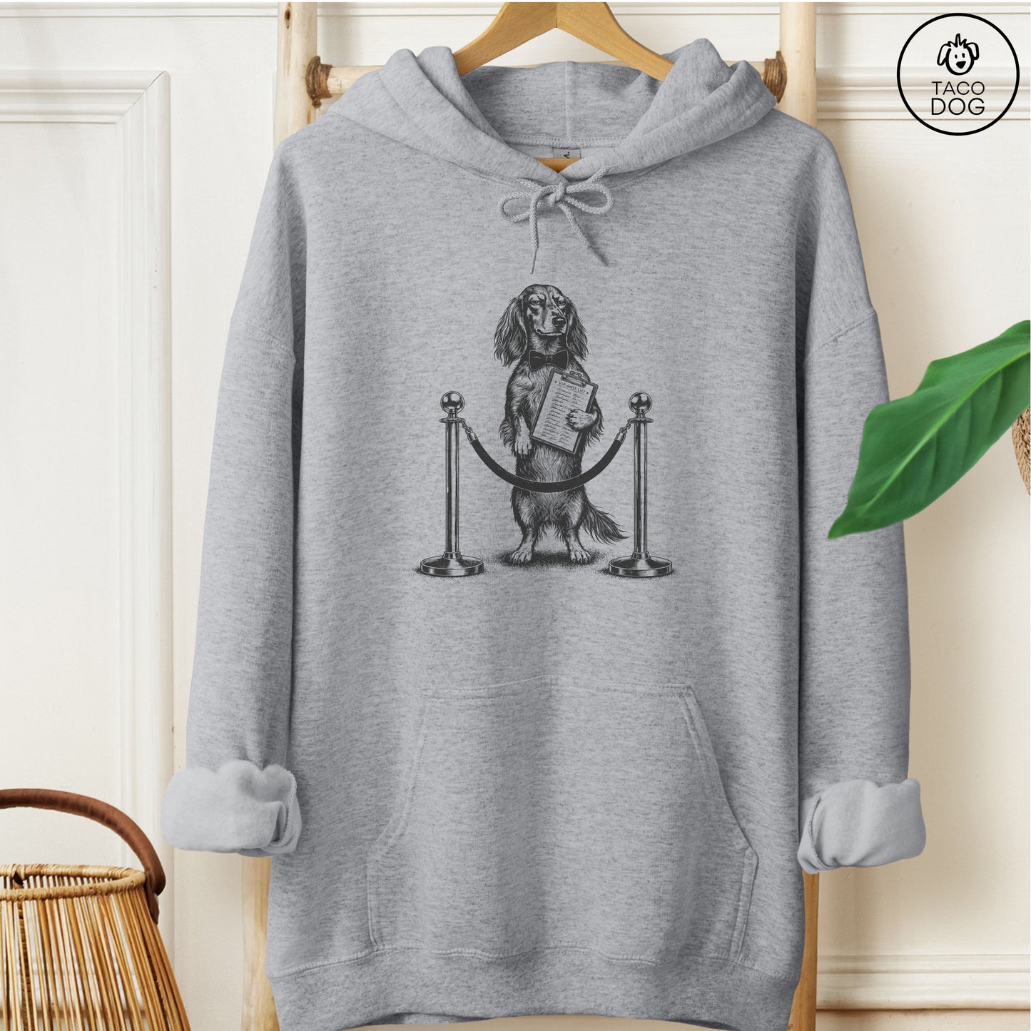 Dachshund Bouncer Hoodie Graphite Heather Taco-Dog