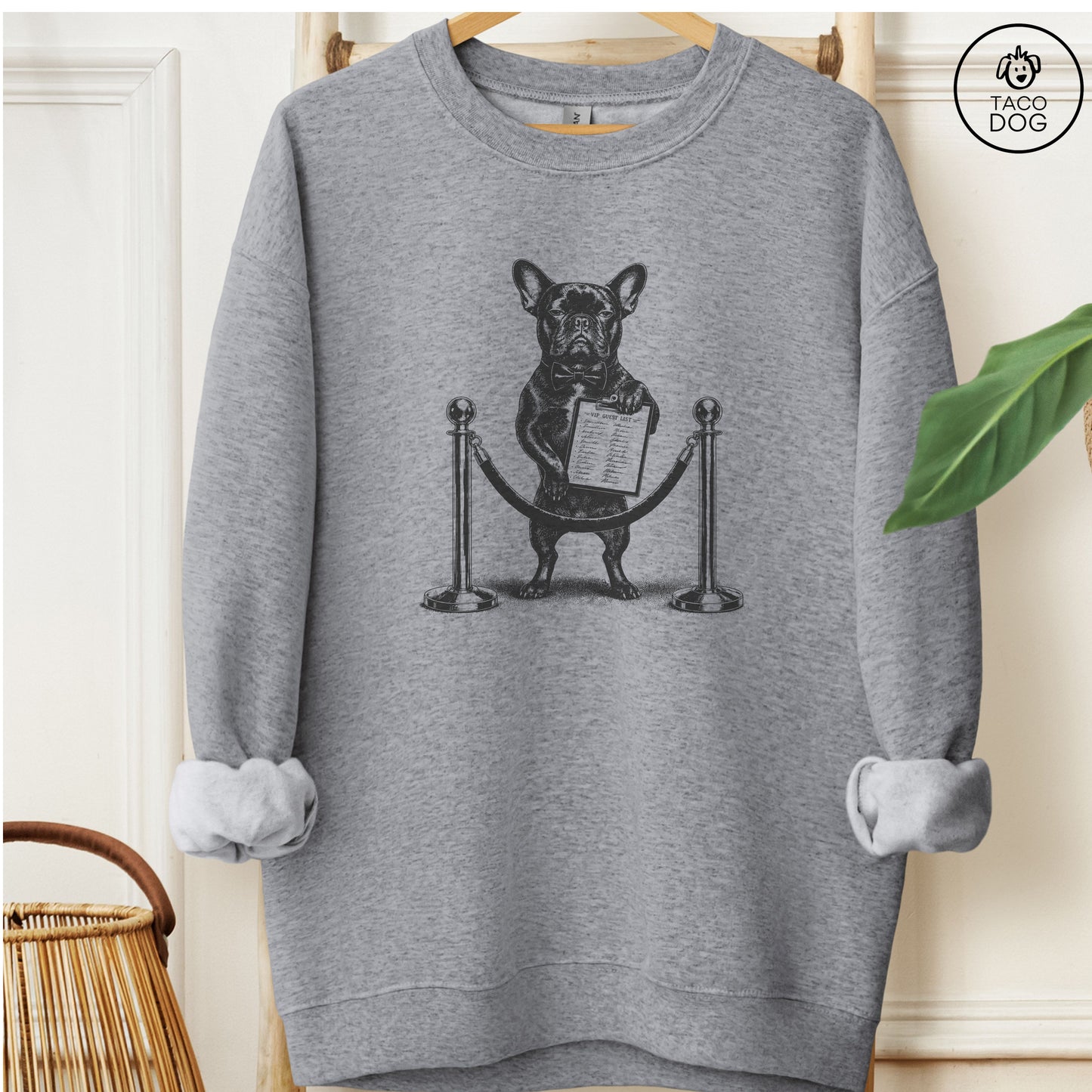 French Bulldog Frenchie Bouncer Sweatshirt Graphite Heather Taco-Dog