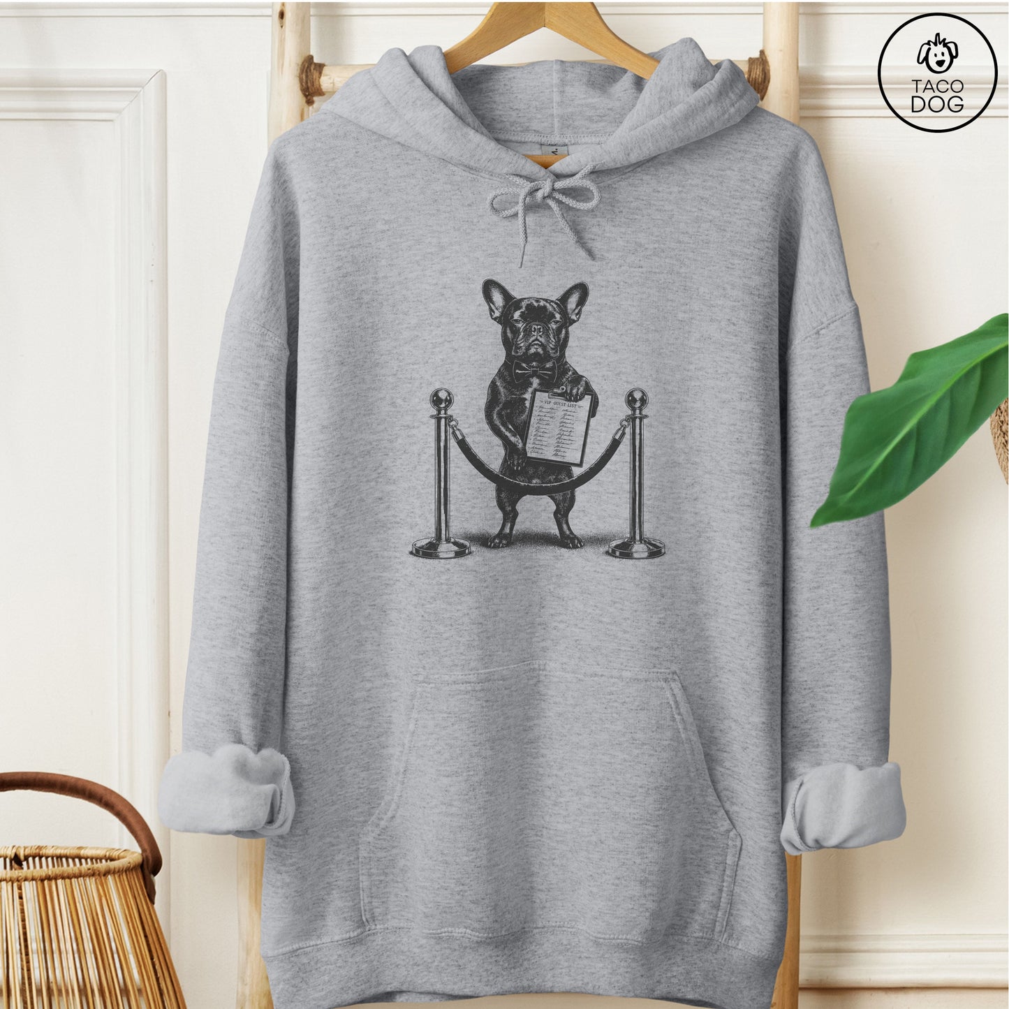 French Bulldog Frenchie Bouncer Hoodie Graphite Heather Taco-Dog