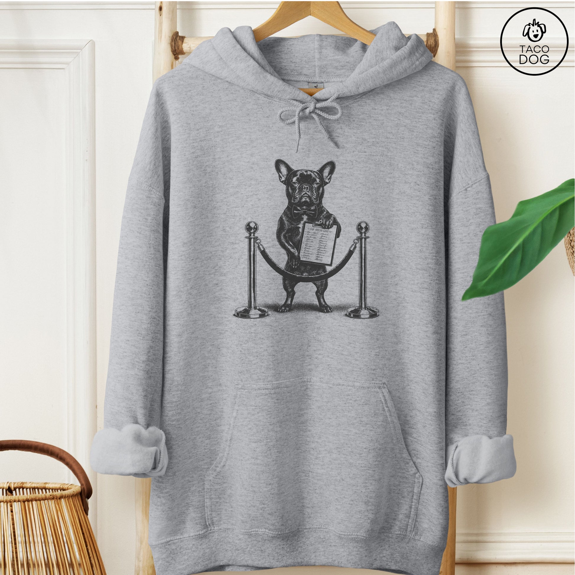 French Bulldog Frenchie Bouncer Hoodie Graphite Heather Taco-Dog