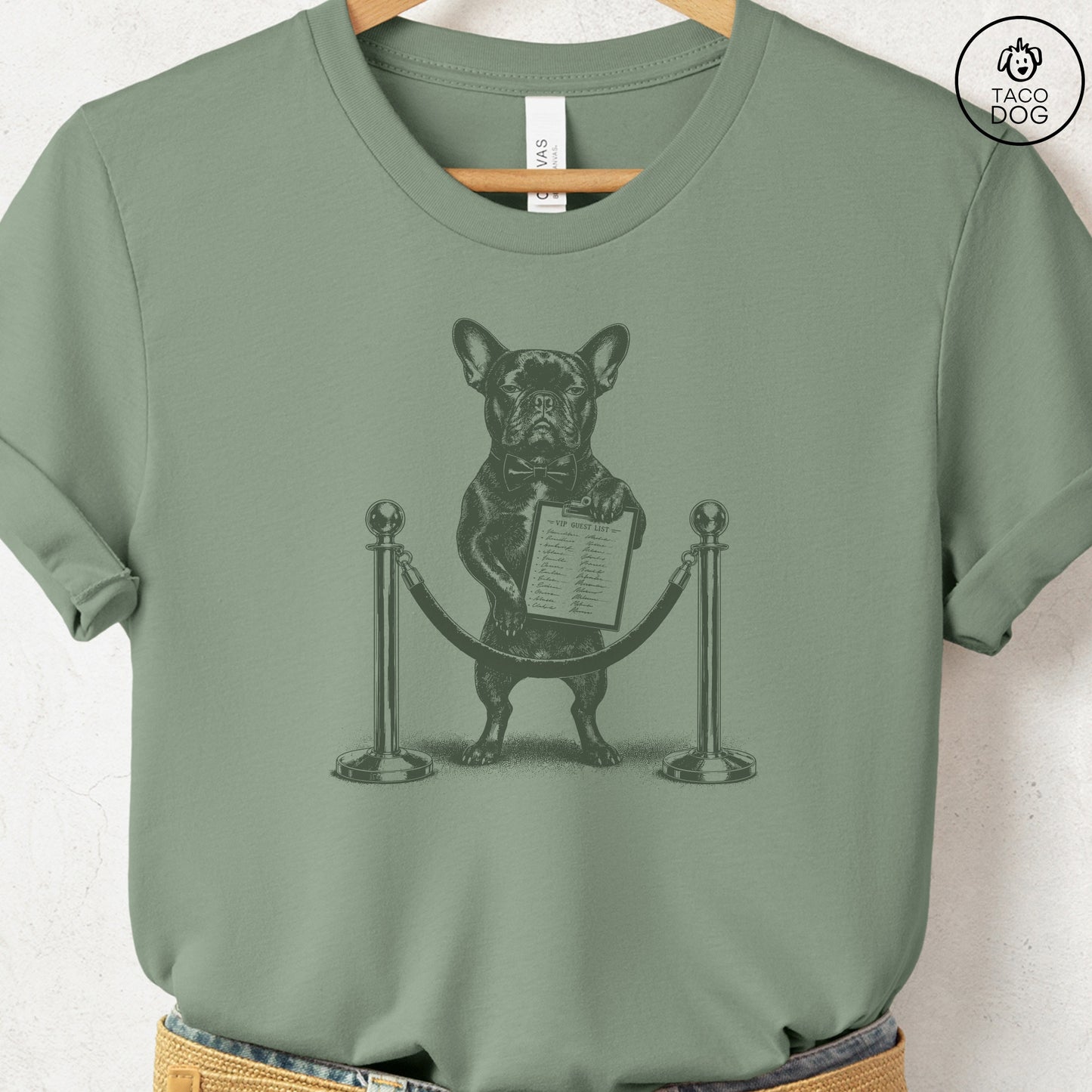 French Bulldog Frenchie Bouncer T-Shirt Sage Taco-Dog