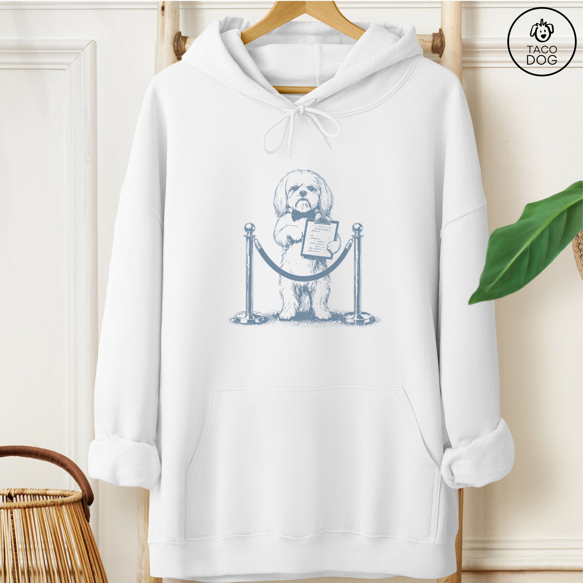 Maltese Bouncer Hoodie White Taco-Dog