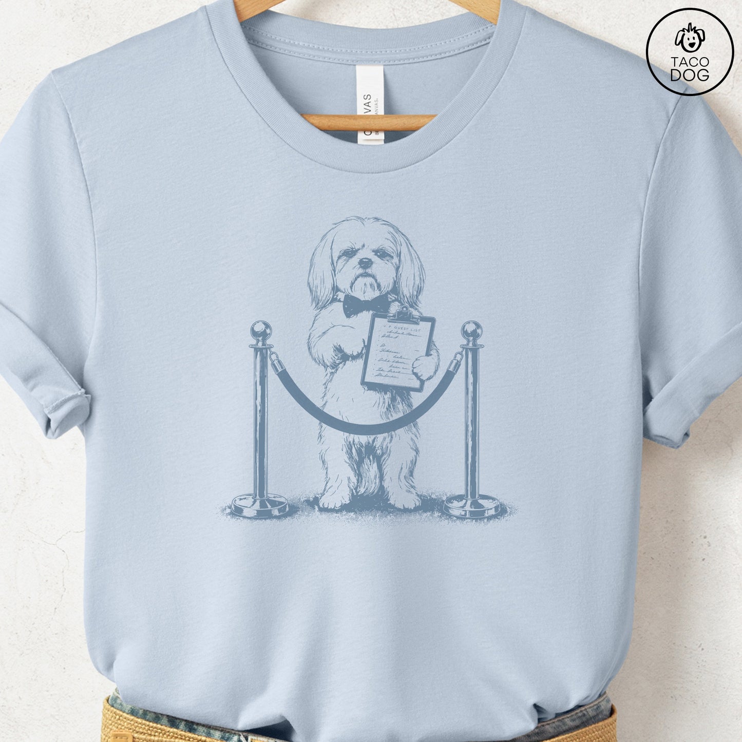 Maltese Bouncer T-Shirt Light Blue Taco-Dog