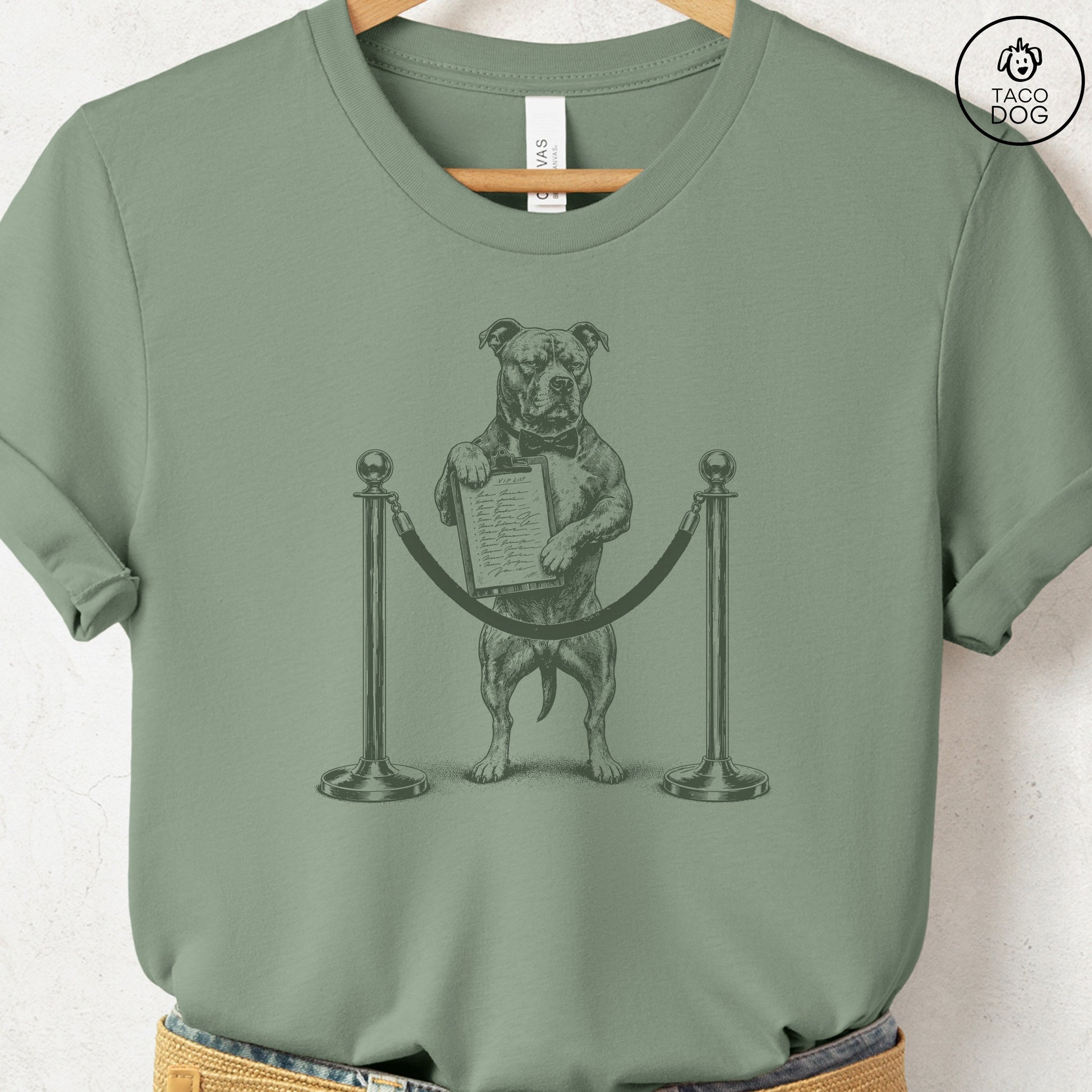 Pitbull Bouncer T-Shirt Sage Taco-Dog