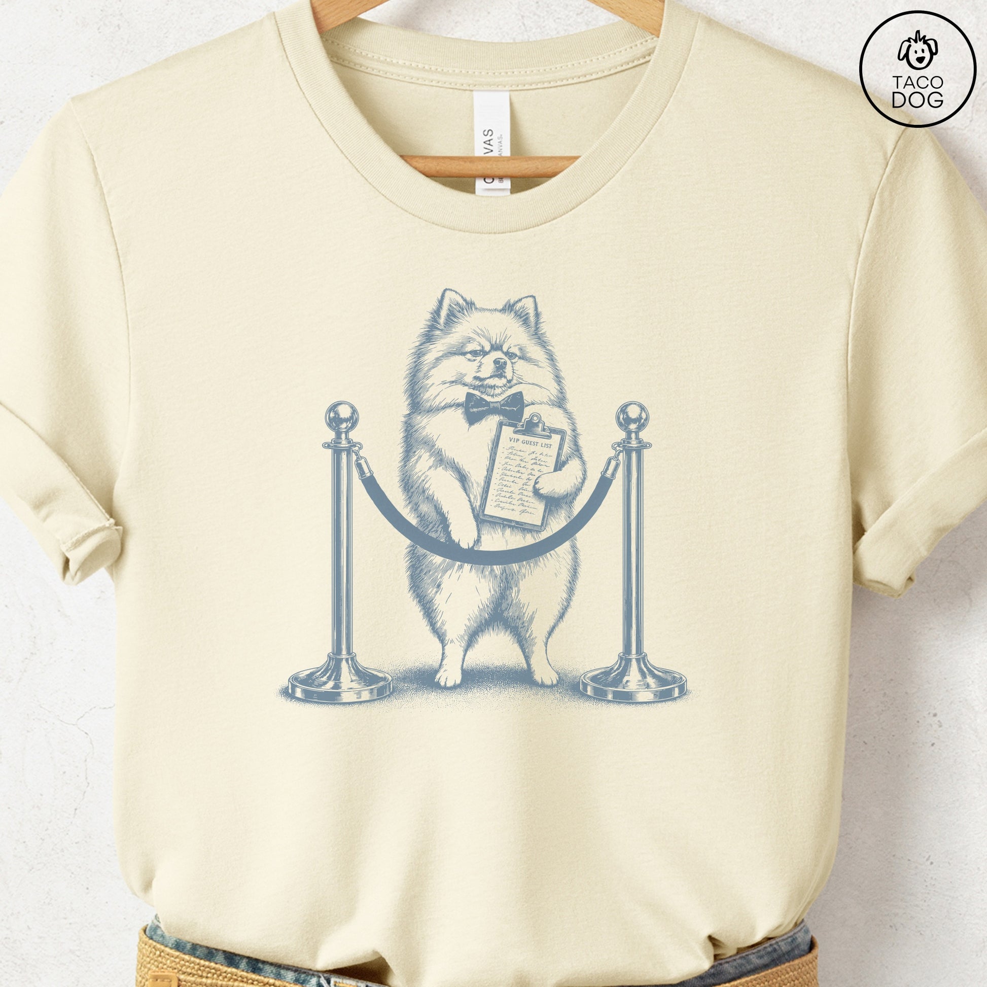 Pomeranian Bouncer T-Shirt Natural Taco-Dog