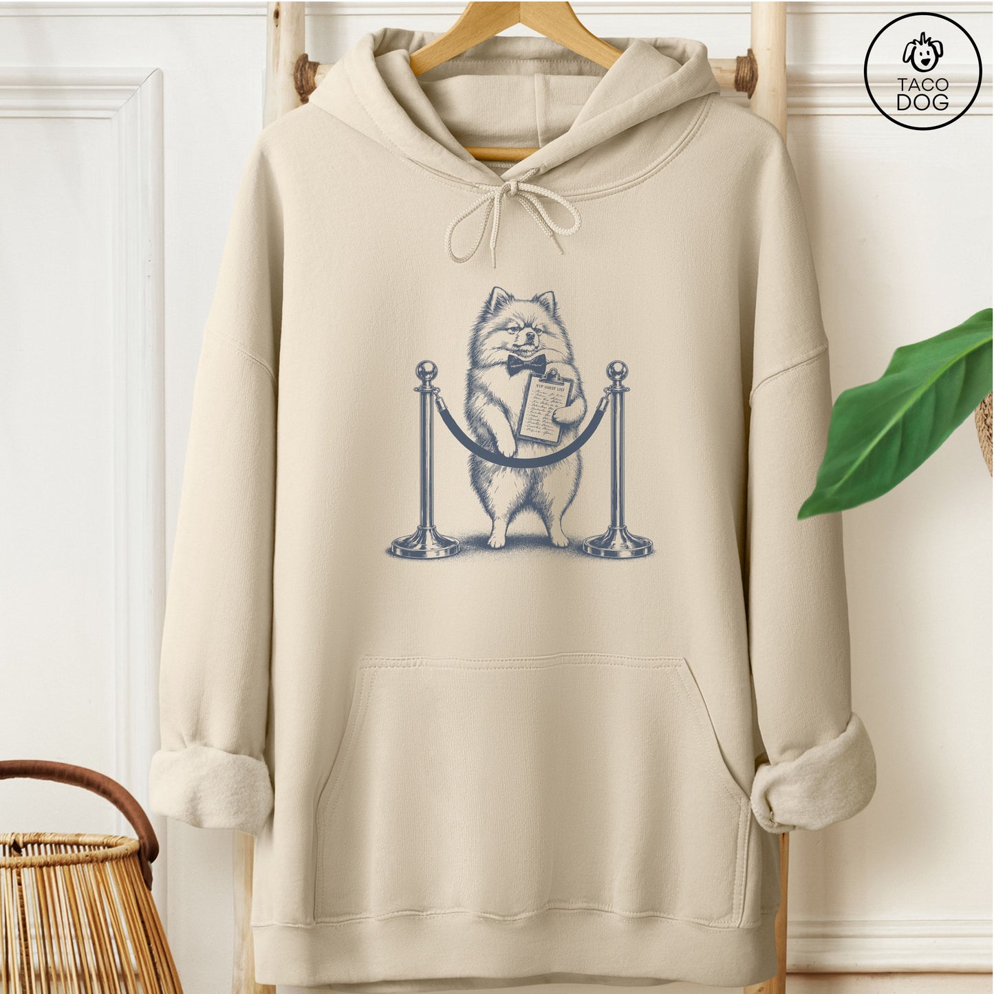Pomeranian Bouncer Hoodie Sand Taco-Dog