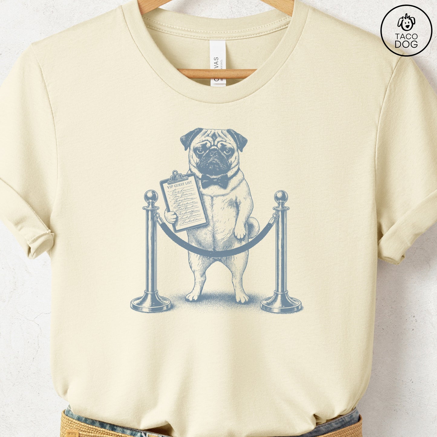 Pug Bouncer T-Shirt Natural Taco-Dog