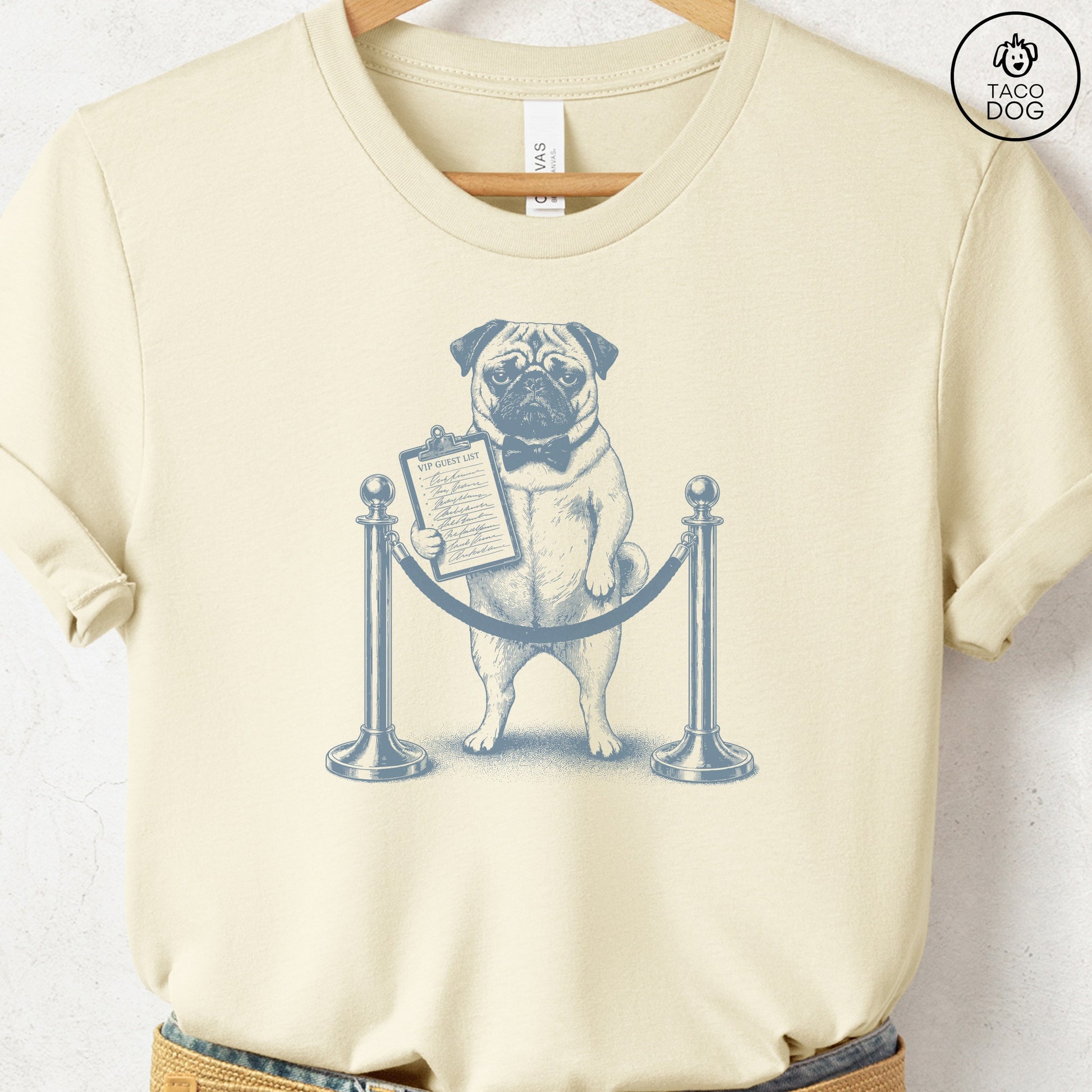Pug Bouncer T-Shirt Natural Taco-Dog