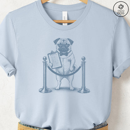 Pug Bouncer T-Shirt Light Blue Taco-Dog