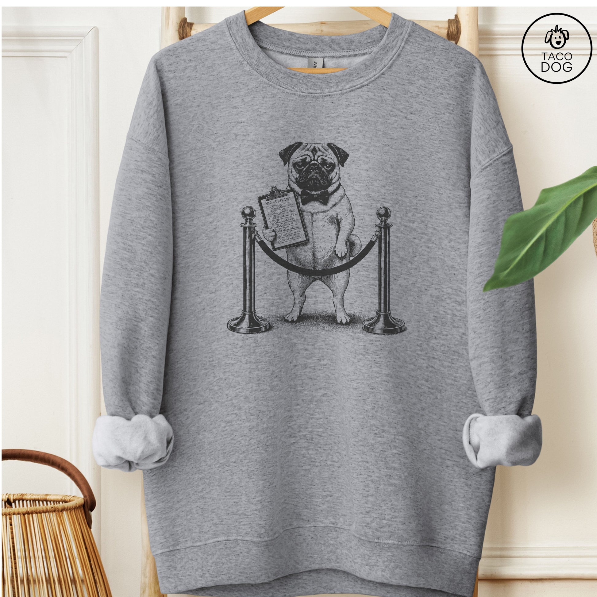 Pug Bouncer Sweatshirt Graphite Heather Taco-Dog