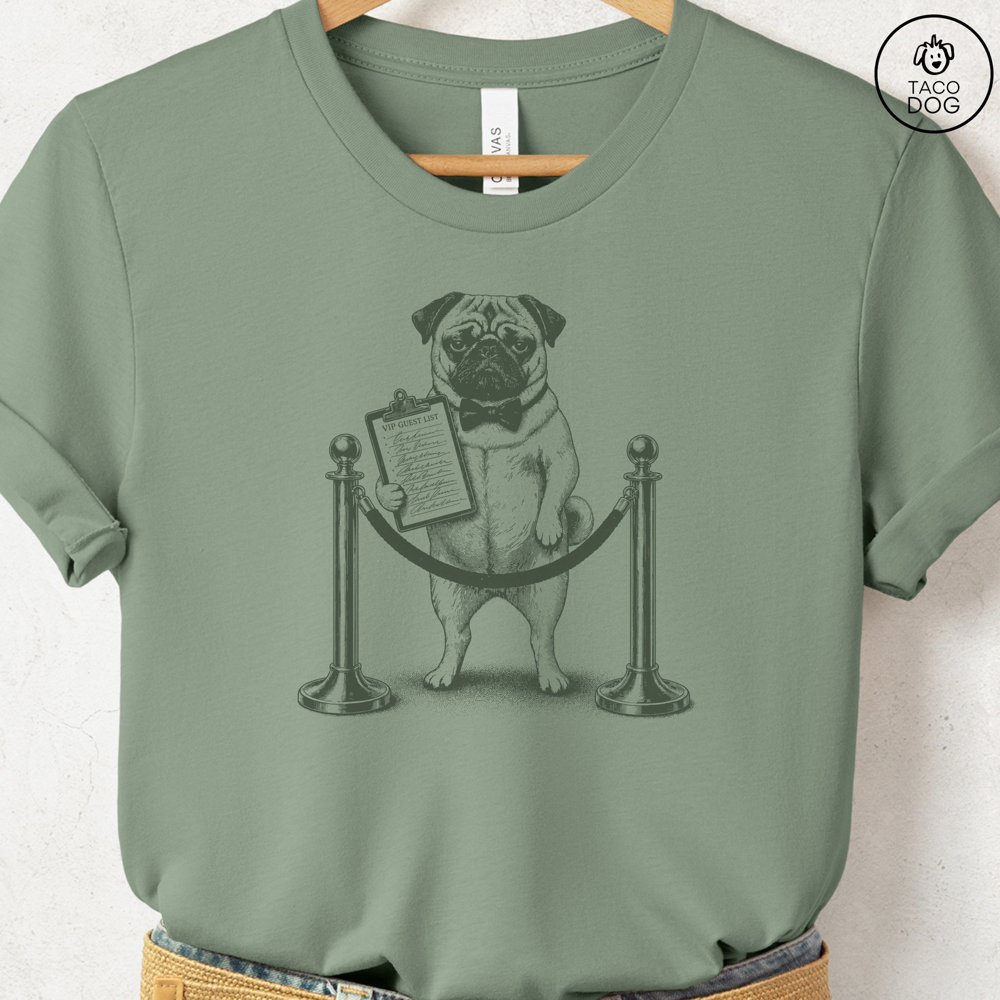 Pug Bouncer T-Shirt Sage Taco-Dog