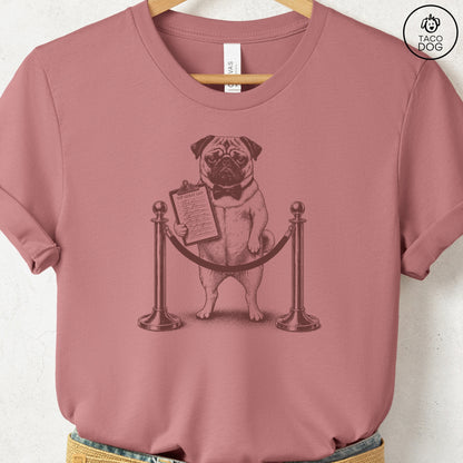 Pug Bouncer T-Shirt Heather Mauve Taco-Dog