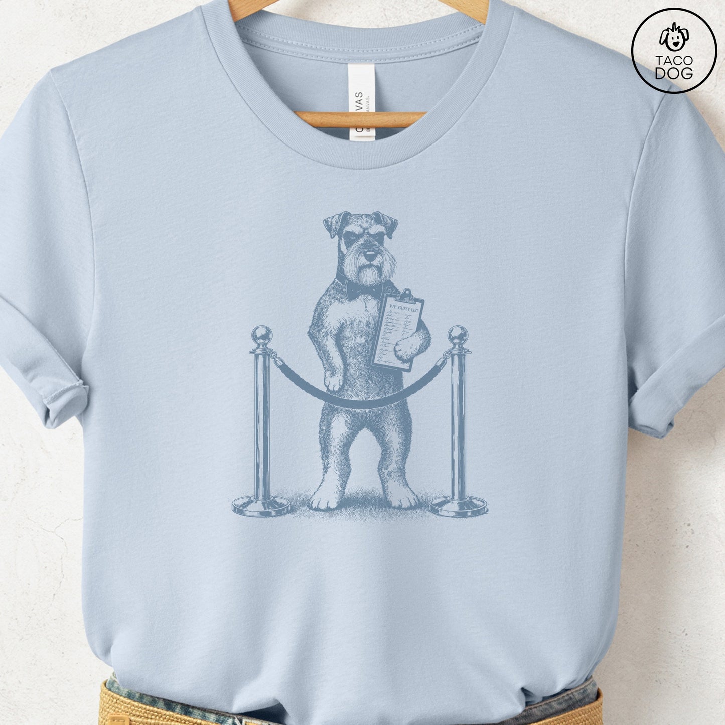 Schnauzer Bouncer T-Shirt Light Blue Taco-Dog