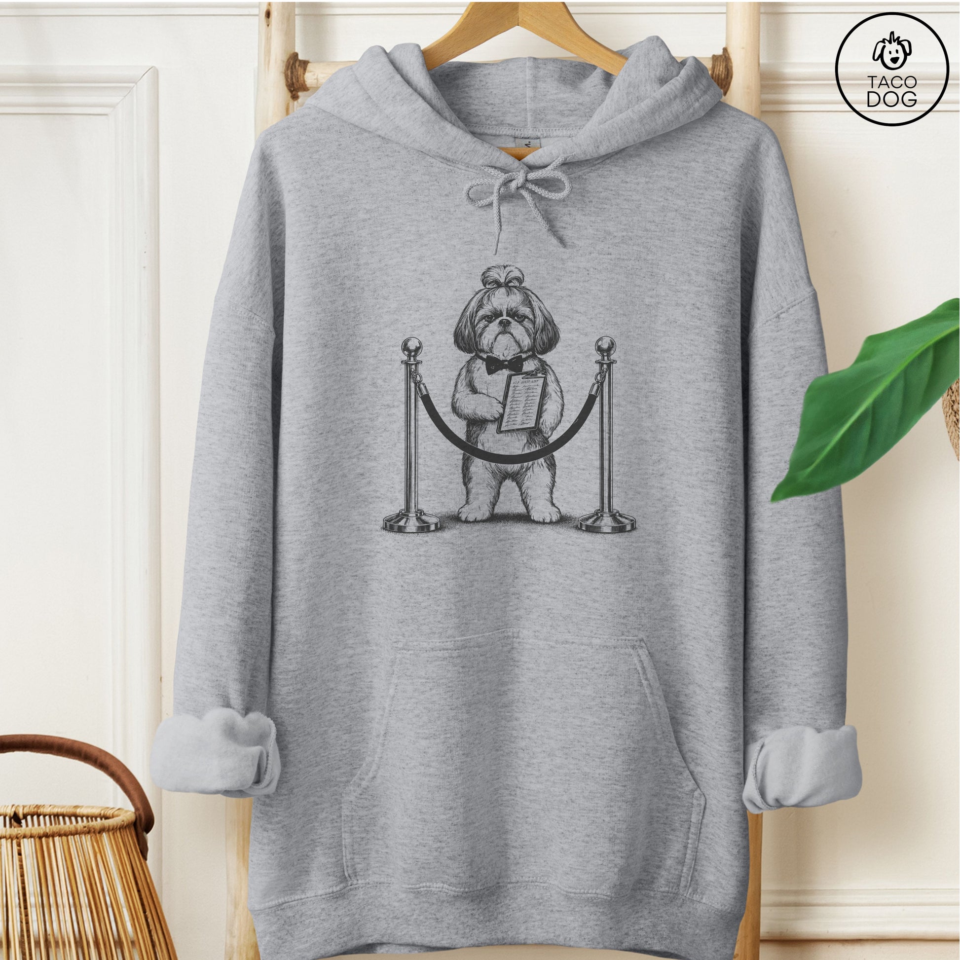 Shih Tzu Bouncer Hoodie Graphite Heather Taco-Dog