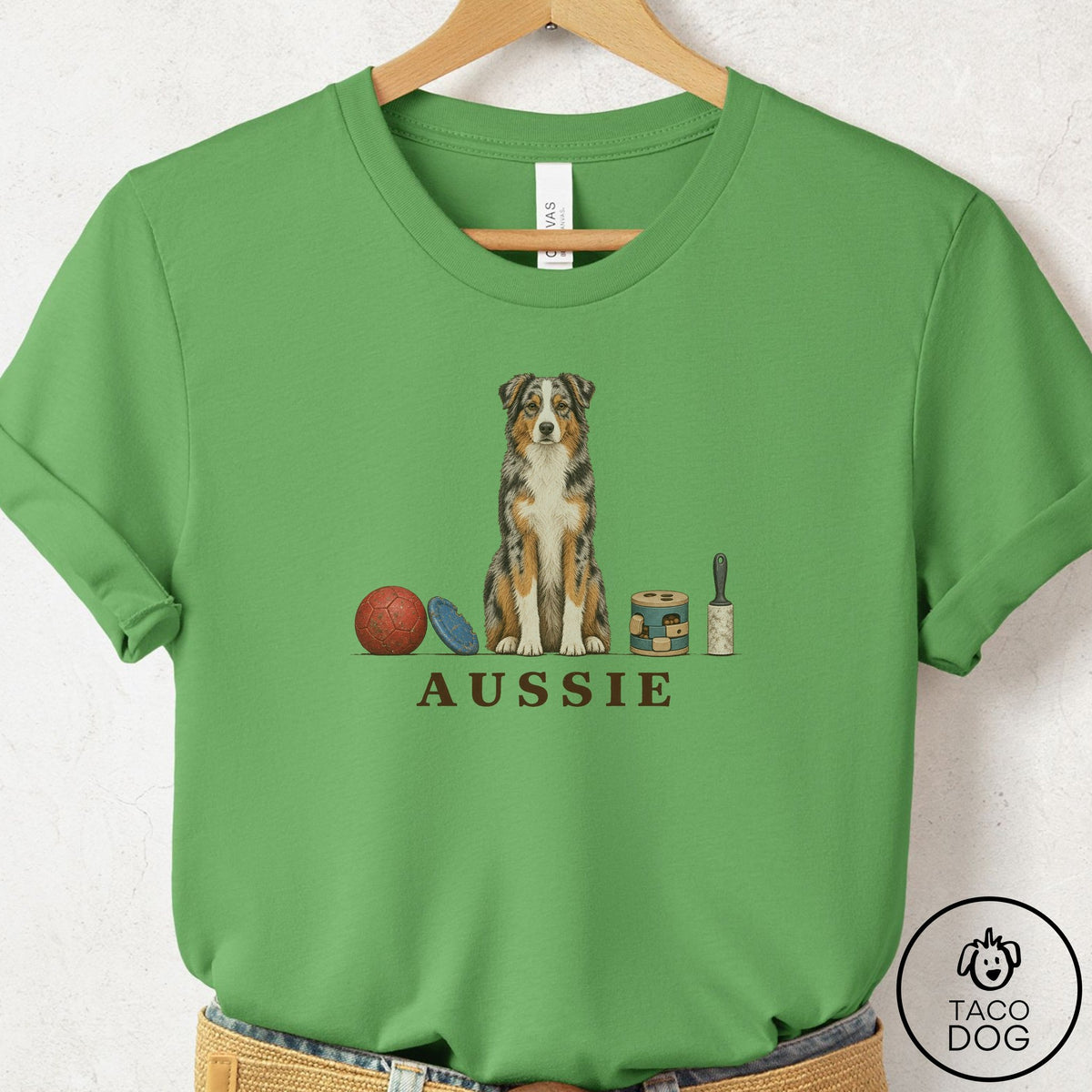 Australian Shepherd Breed Kit T-Shirt Leaf Taco-Dog