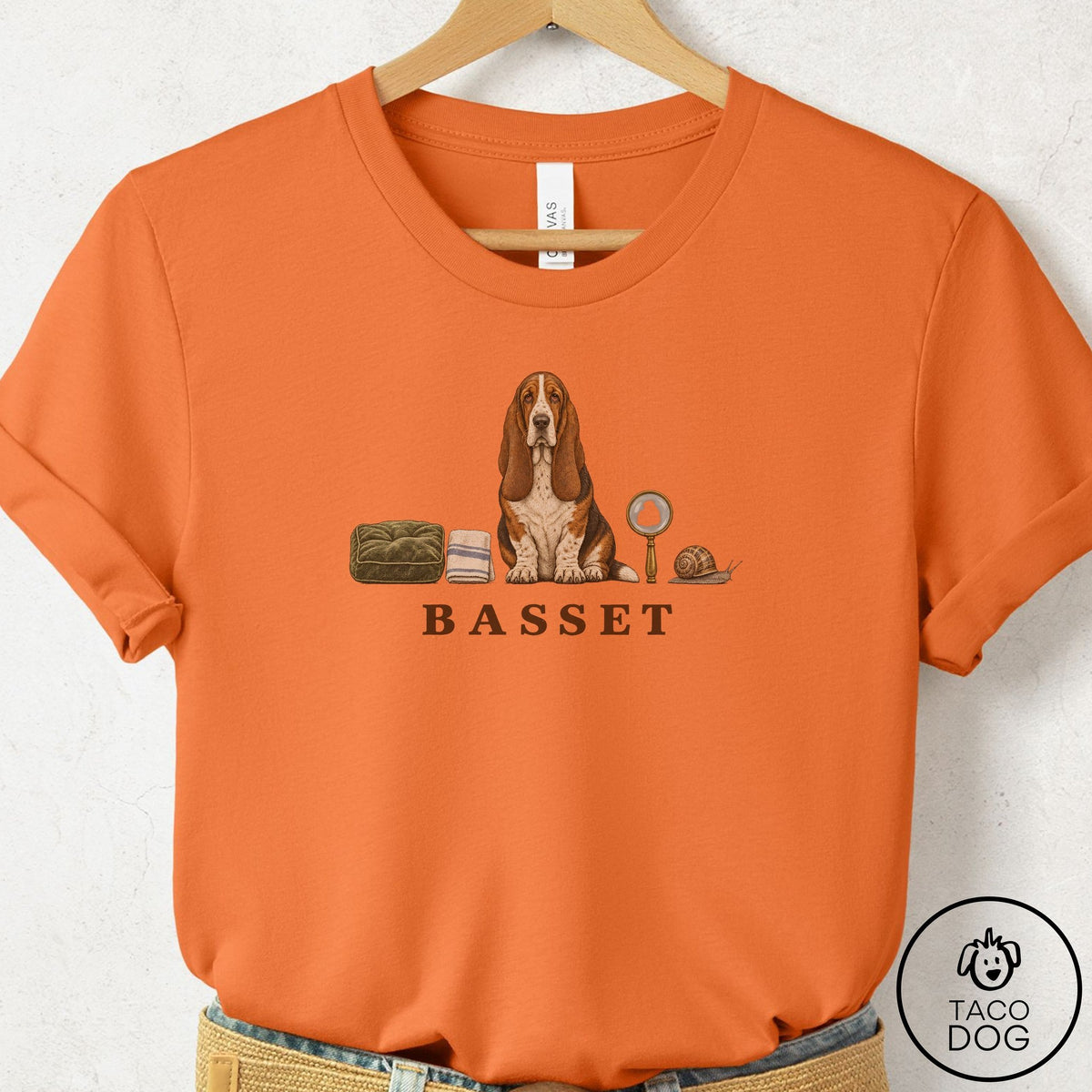 Basset Hound Breed Kit T-Shirt Burnt Orange Taco-Dog