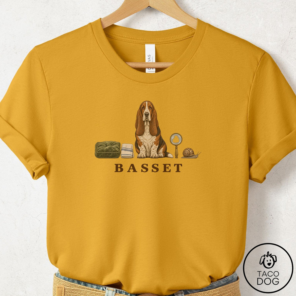 Basset Hound Breed Kit T-Shirt Mustard Taco-Dog