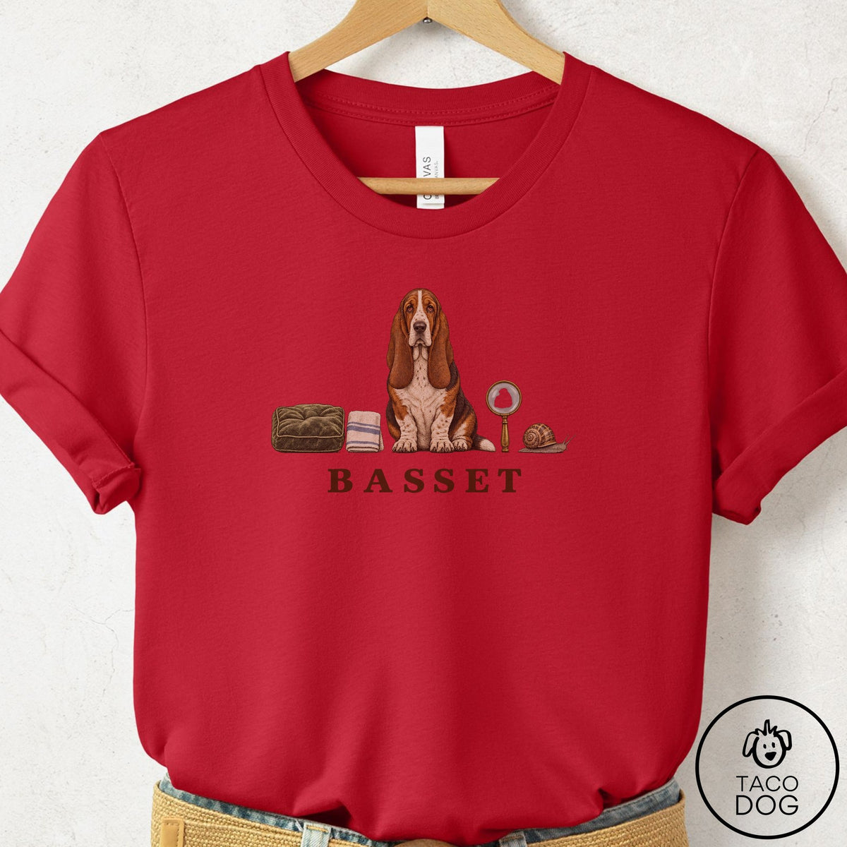 Basset Hound Breed Kit T-Shirt Red Taco-Dog