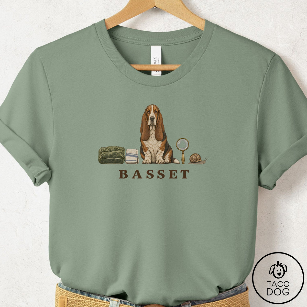 Basset Hound Breed Kit T-Shirt Sage Taco-Dog