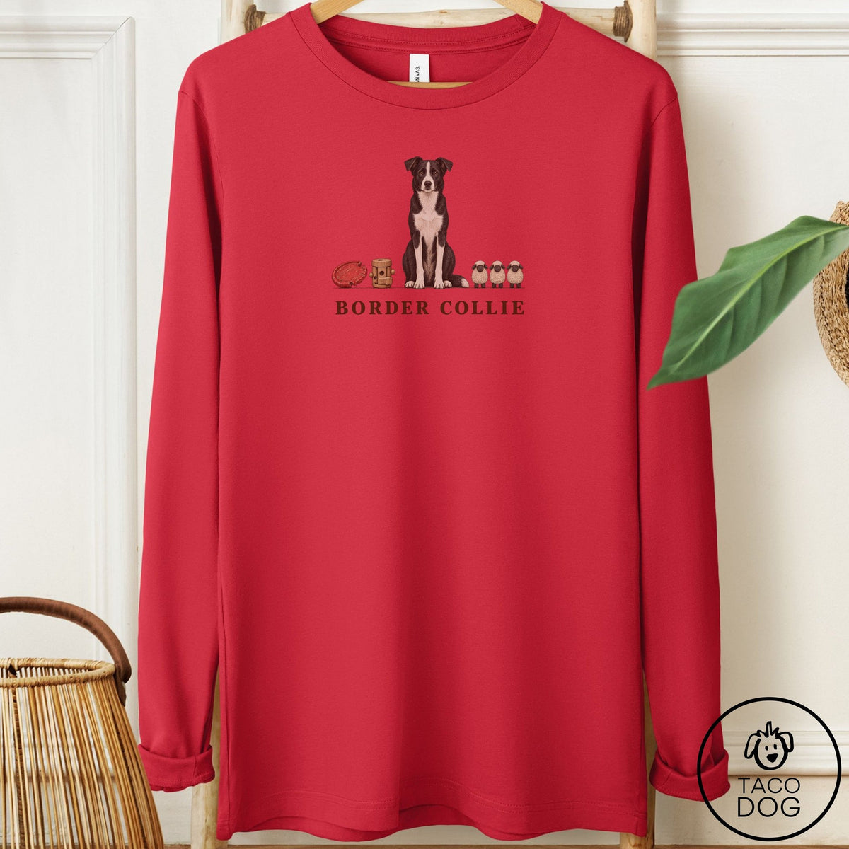 Border Collie Breed Kit Long Sleeve Tee Red Taco-Dog