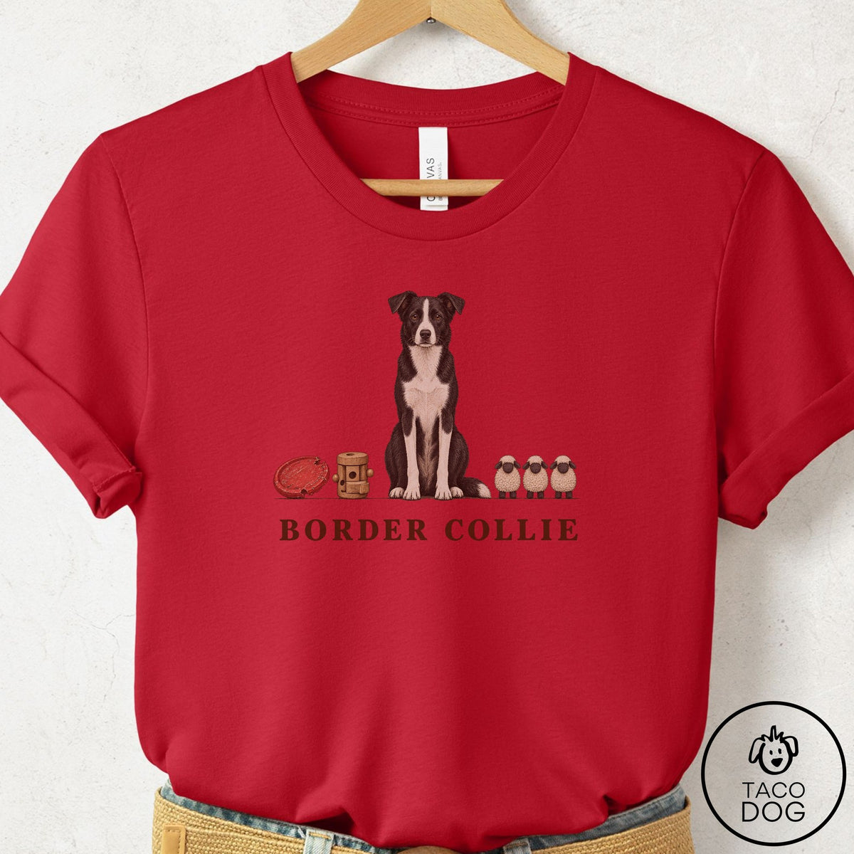 Border Collie Breed Kit T-Shirt Red Taco-Dog