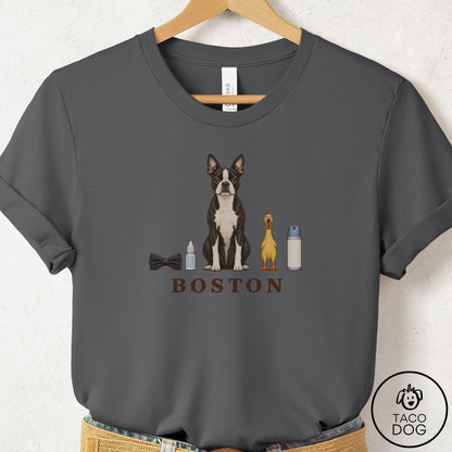 Boston Terrier Breed Kit T-Shirt Asphalt Taco-Dog