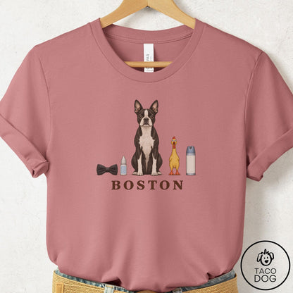 Boston Terrier Breed Kit T-Shirt Mauve Taco-Dog