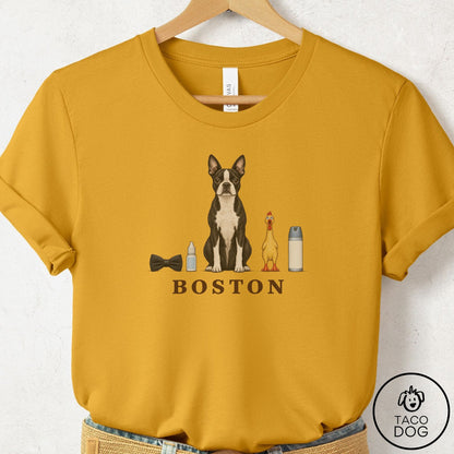 Boston Terrier Breed Kit T-Shirt Mustard Taco-Dog