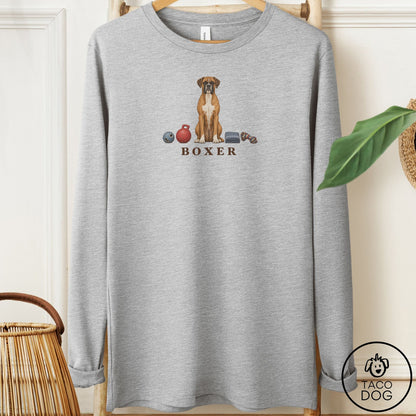 Boxer Breed Kit Long Sleeve Tee Athletic Heather Taco-Dog