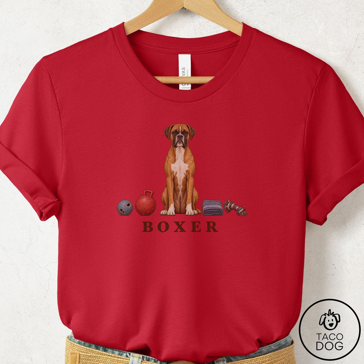 Boxer Breed Kit T-Shirt Red Taco-Dog