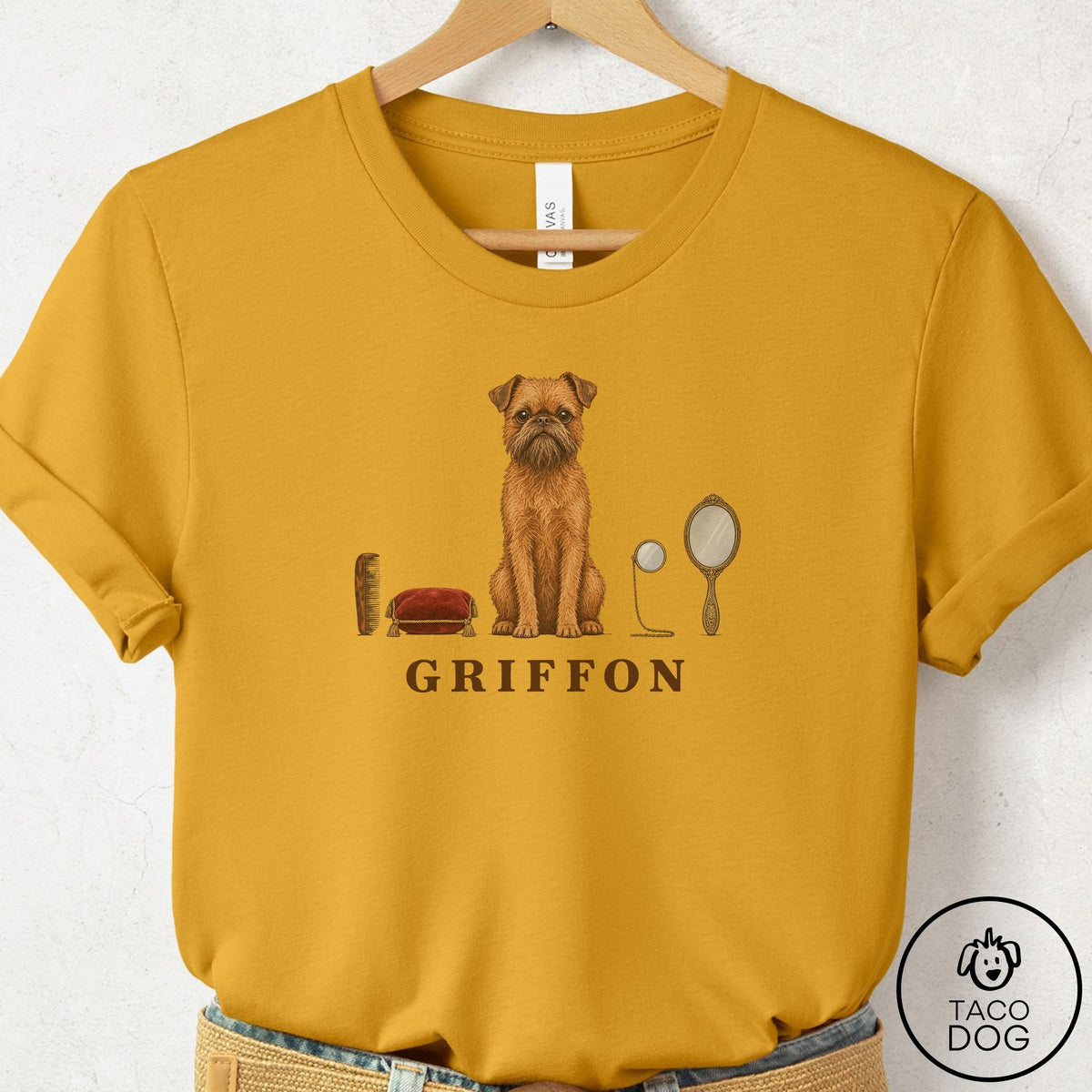 Brussels Griffon Breed Kit T-Shirt Mustard Taco-Dog