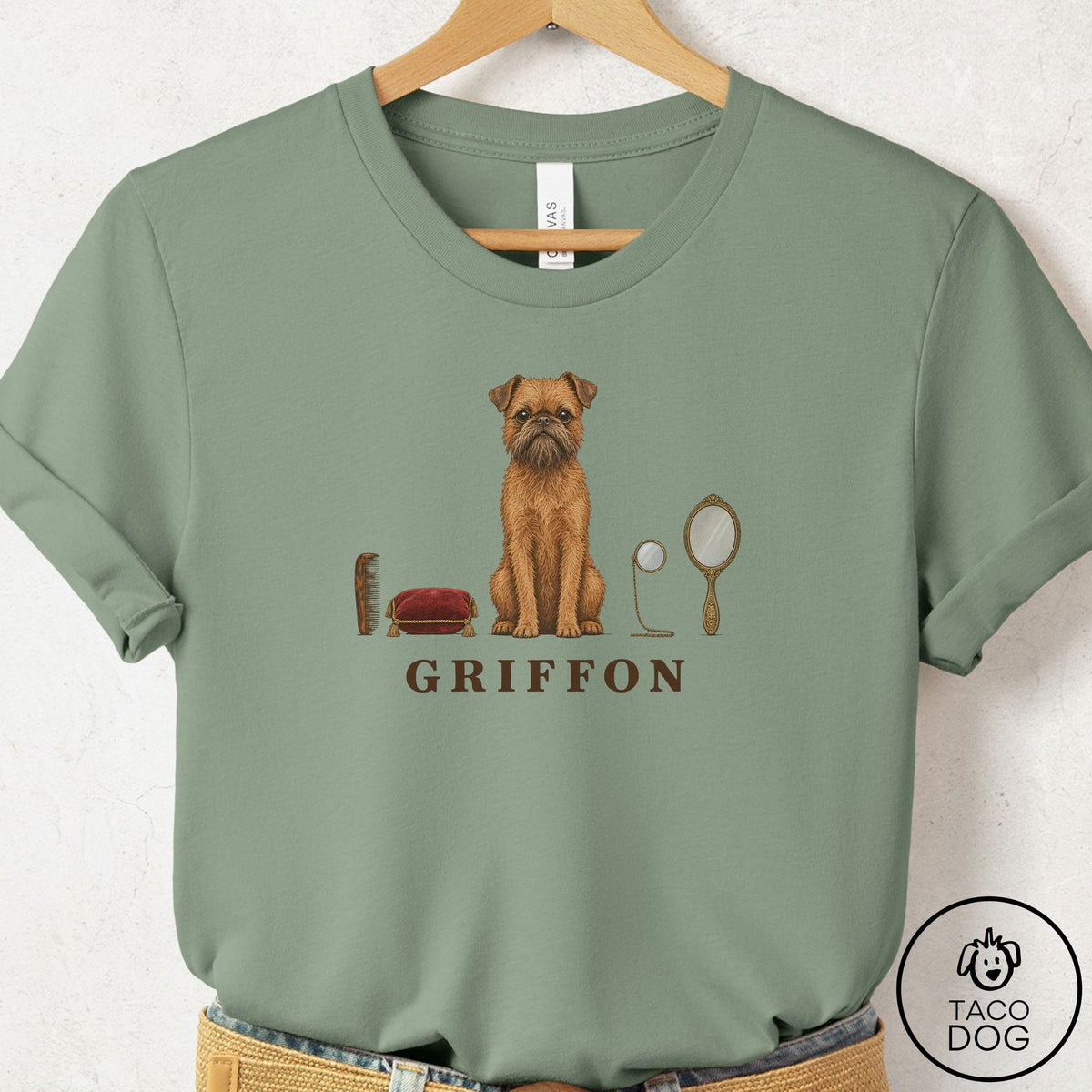 Brussels Griffon Breed Kit T-Shirt Sage Taco-Dog