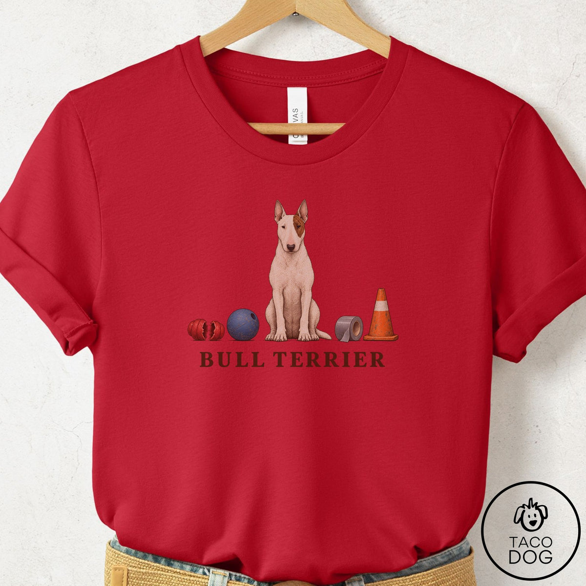 Bull Terrier Breed Kit T-Shirt Red Taco-Dog