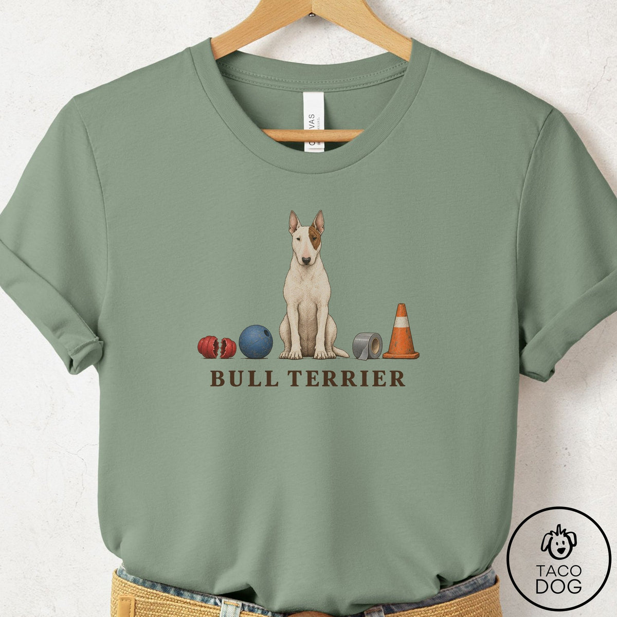 Bull Terrier Breed Kit T-Shirt Sage Taco-Dog