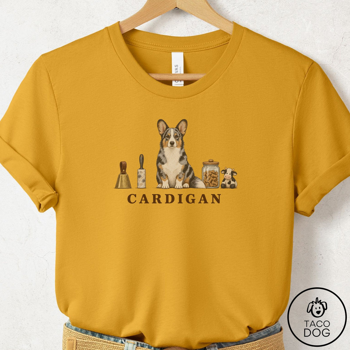 Cardigan Welsh Corgi Breed Kit T-Shirt Mustard Taco-Dog