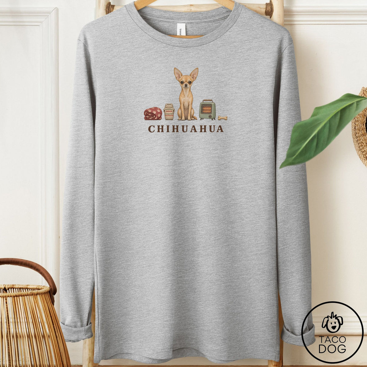 Chihuahua Breed Kit Long Sleeve Tee Athletic Heather Taco-Dog