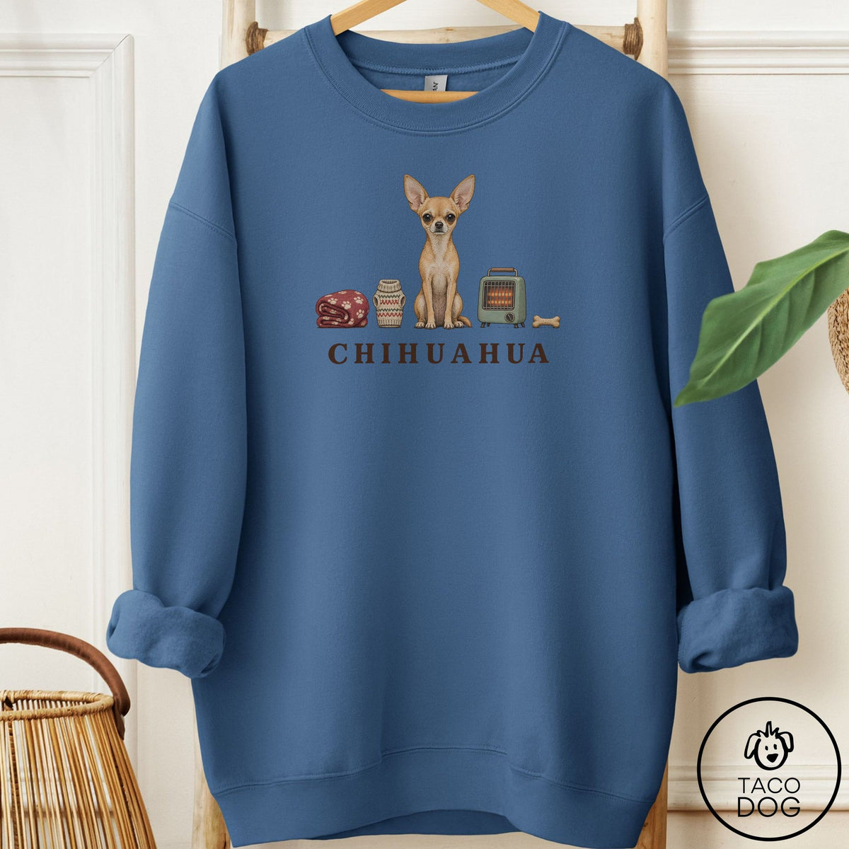 Chihuahua Breed Kit Sweatshirt Indigo Blue Taco-Dog