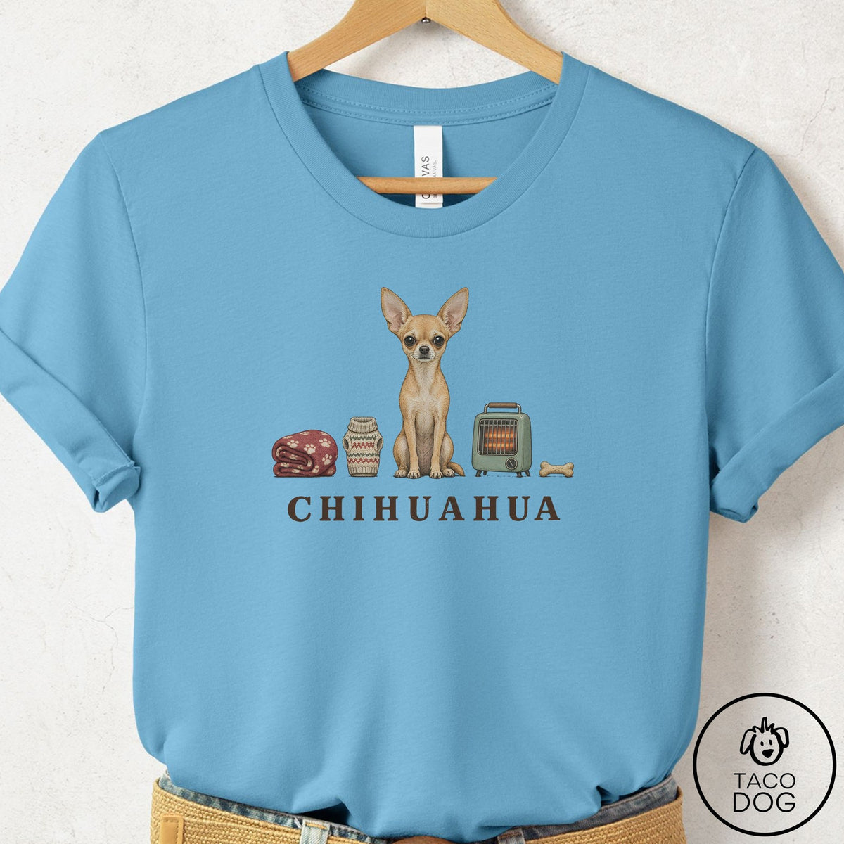 Chihuahua Breed Kit T-Shirt Ocean Blue Taco-Dog