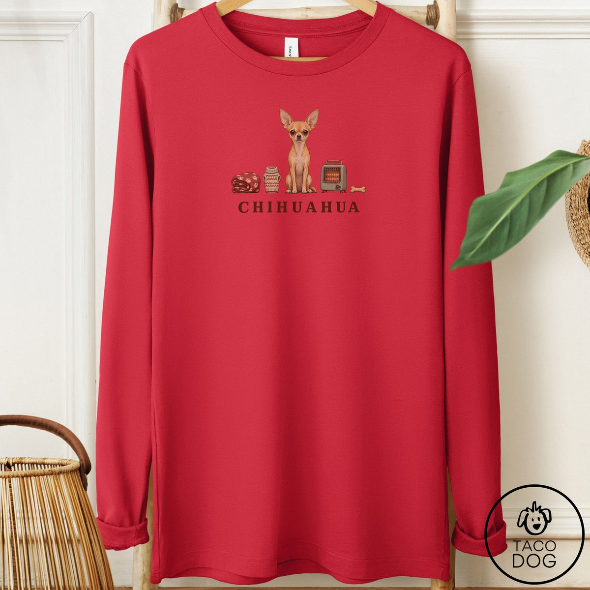 Chihuahua Breed Kit Long Sleeve Tee Red Taco-Dog