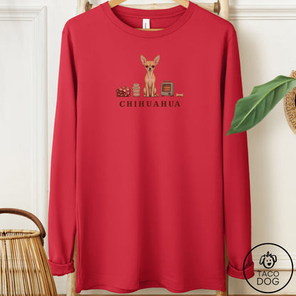 Chihuahua Breed Kit Long Sleeve Tee Red Taco-Dog