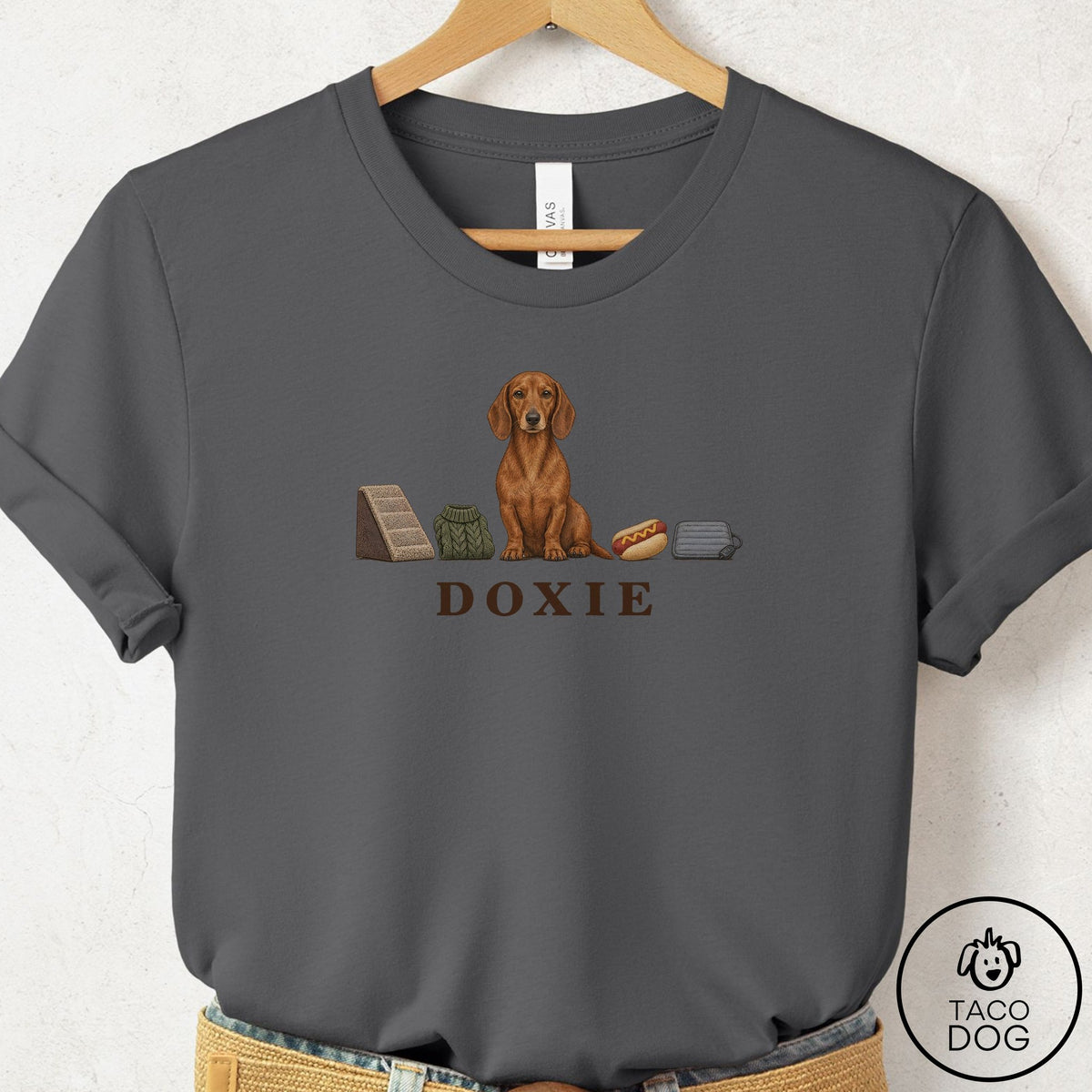 Dachshund Breed Kit T-Shirt Asphalt Taco-Dog