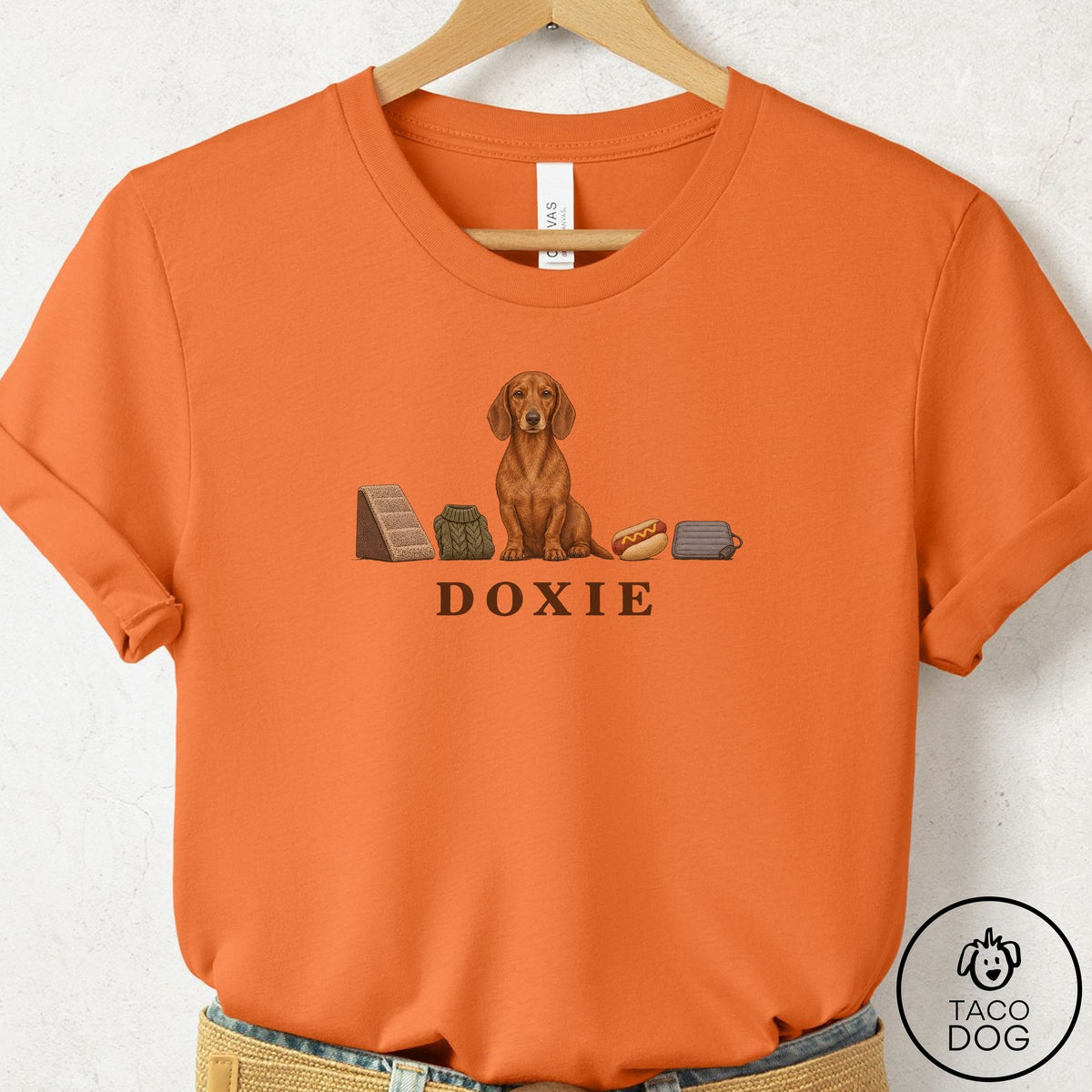 Dachshund Breed Kit T-Shirt Burnt Orange Taco-Dog