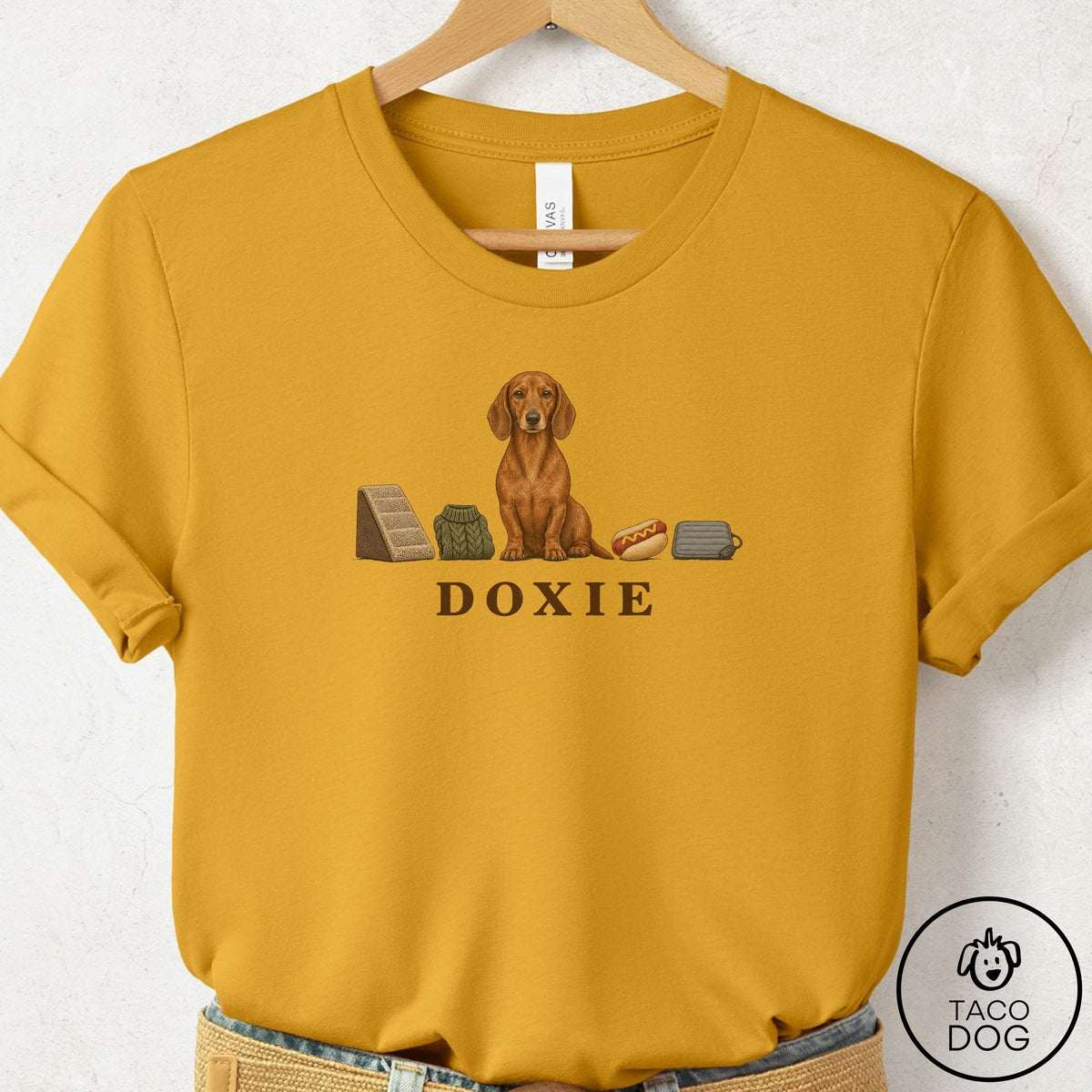 Dachshund Breed Kit T-Shirt Mustard Taco-Dog